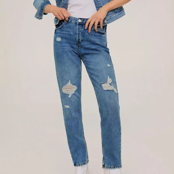 Mango MNG Denim Relax Distressed Jeans sz 6 - Picture 11 of 12
